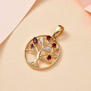 Mozambique Garnet Floral 0.31 ctw Pendant in Vermeil YG Over Sterling Silver
