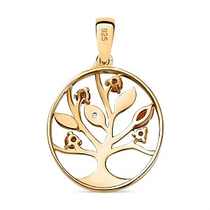 Mozambique Garnet Floral 0.31 ctw Pendant in Vermeil YG Over Sterling Silver