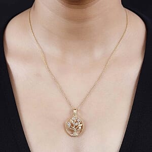 Sky Blue Topaz and White Zircon 0.31 ctw Pendant in 18K Vermeil Yellow Gold Over Sterling Silver