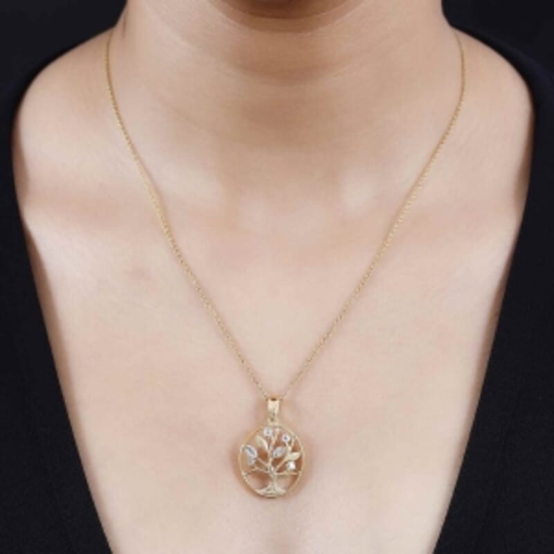 Sky Blue Topaz and White Zircon 0.31 ctw Pendant in 18K Vermeil Yellow Gold Over Sterling Silver