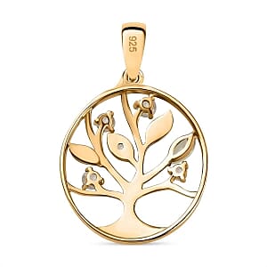 Sky Blue Topaz and White Zircon 0.31 ctw Pendant in 18K Vermeil Yellow Gold Over Sterling Silver