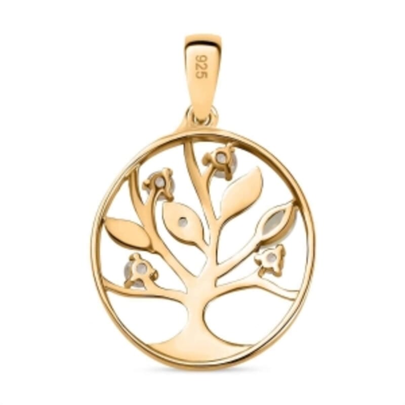 Sky Blue Topaz and White Zircon 0.31 ctw Pendant in 18K Vermeil Yellow Gold Over Sterling Silver