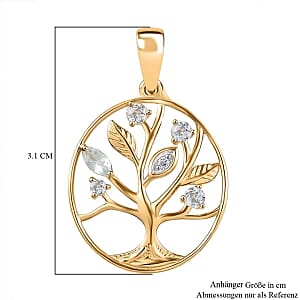 Sky Blue Topaz and White Zircon 0.31 ctw Pendant in 18K Vermeil Yellow Gold Over Sterling Silver