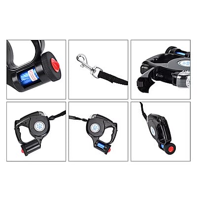 16.4 Ft Retractable Pet Leash Built-in Flashlight with 20 Bags