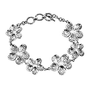 Bali Legacy Frangipani Flower Bracelet in Sterling Silver (8.00 In) 16.50 Grams