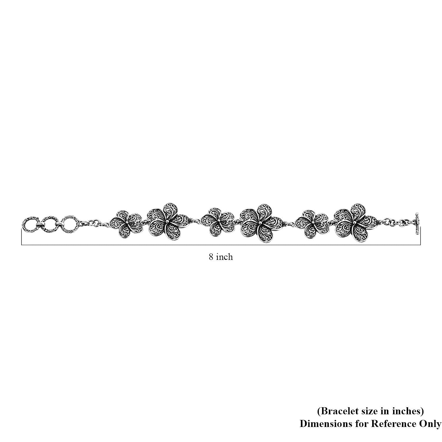 Bali Legacy Frangipani Flower Bracelet in Sterling Silver (8.00 In) 16.50 Grams