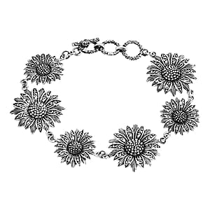 Bali Legacy Sunflower Bracelet in Sterling Silver (8.00 In) 15.60 Grams