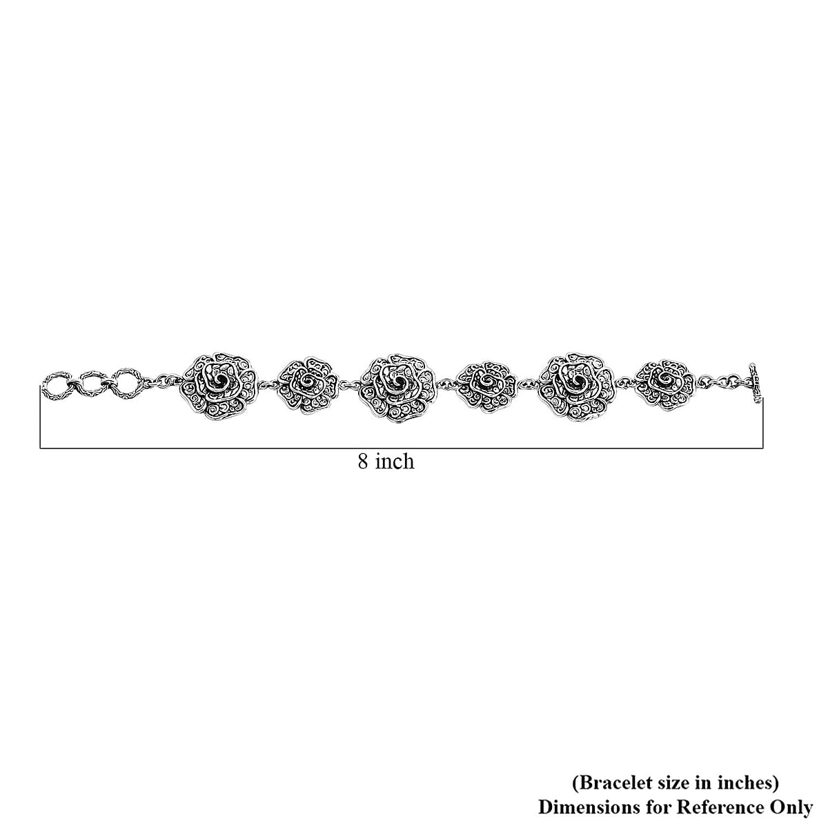 Bali Legacy Rose Flower Bracelet in Sterling Silver (8.00 In) 16.65 Grams image number 5