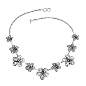 Bali Legacy Frangipani Flower Necklace in Sterling Silver 38.63 Grams 20 Inches