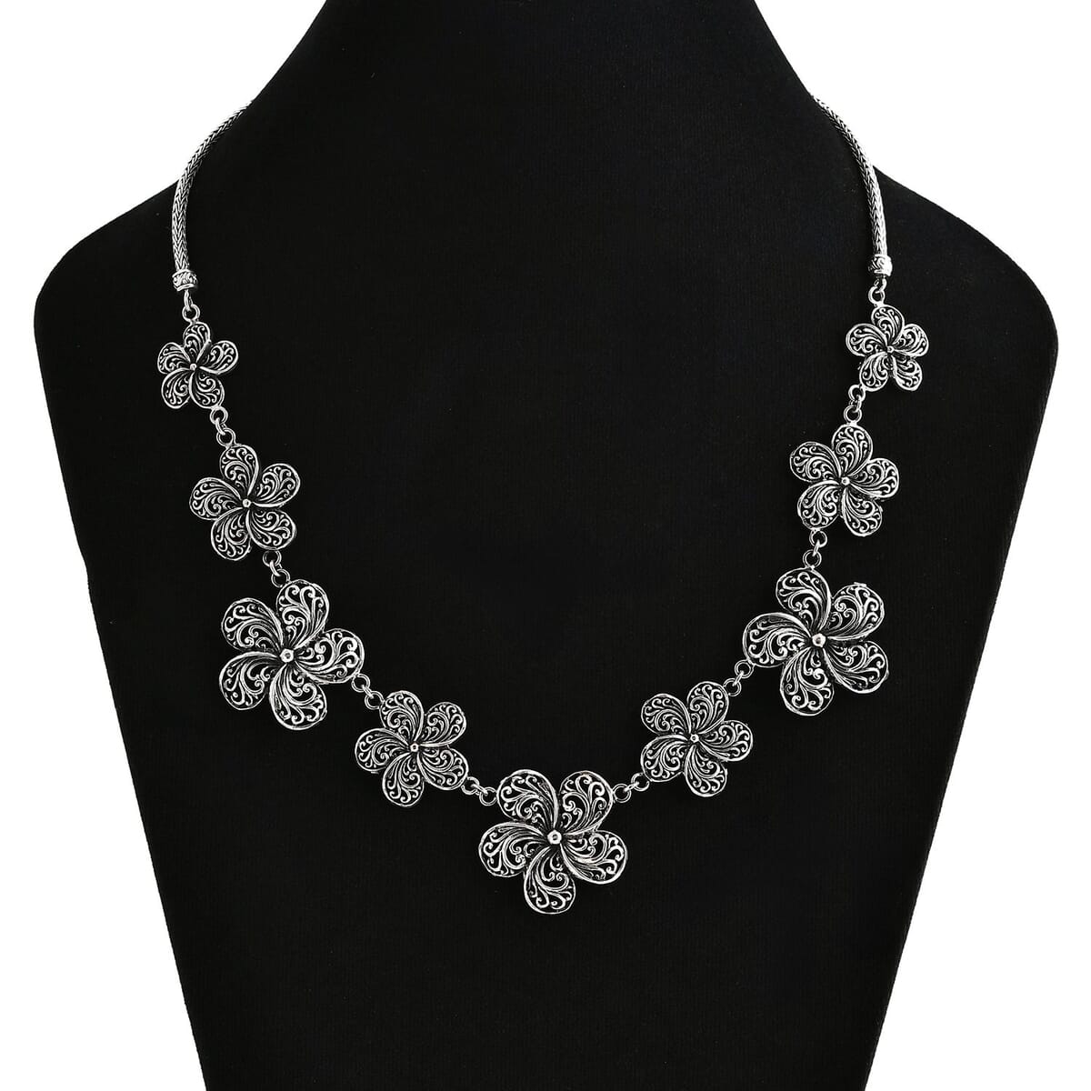 Bali Legacy Frangipani Flower Necklace in Sterling Silver 38.63 Grams 20 Inches image number 2