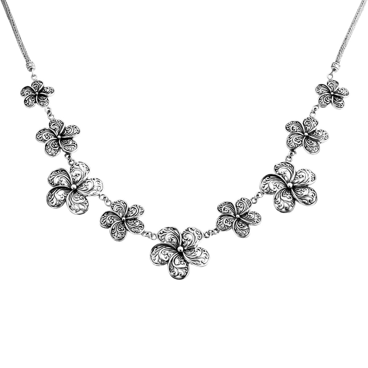 Bali Legacy Frangipani Flower Necklace in Sterling Silver 38.63 Grams 20 Inches image number 3