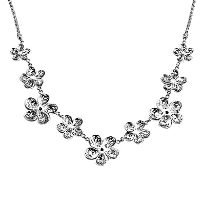 Bali Legacy Frangipani Flower Necklace in Sterling Silver 38.63 Grams 20 Inches