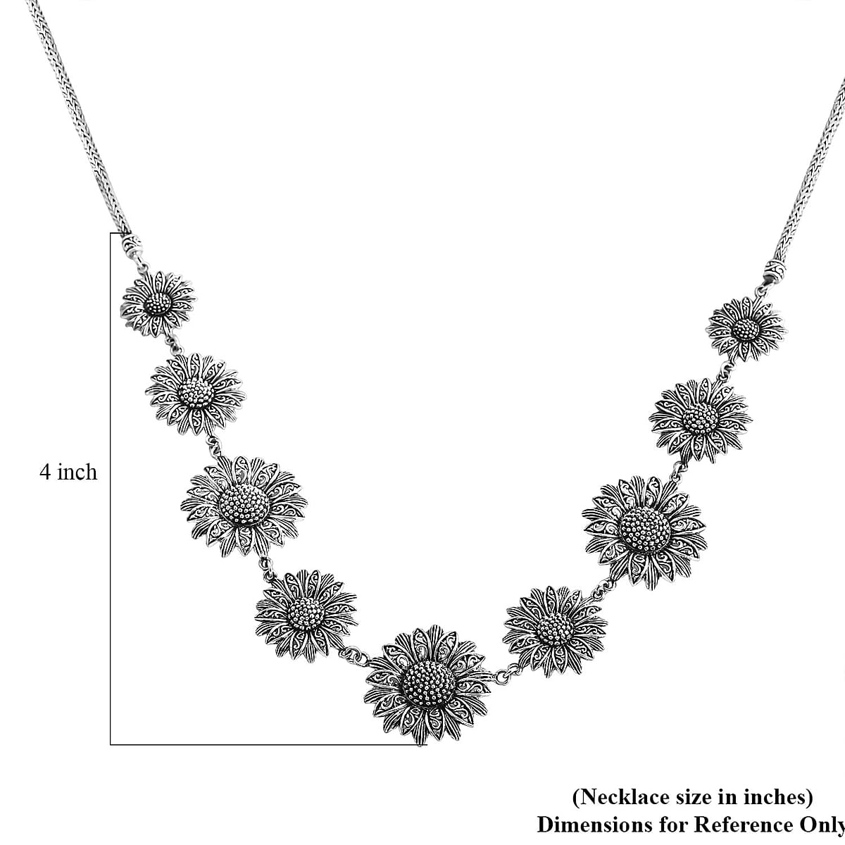 Bali Legacy Sunflower Necklace in Sterling Silver 38.75 Grams 20 Inches image number 5