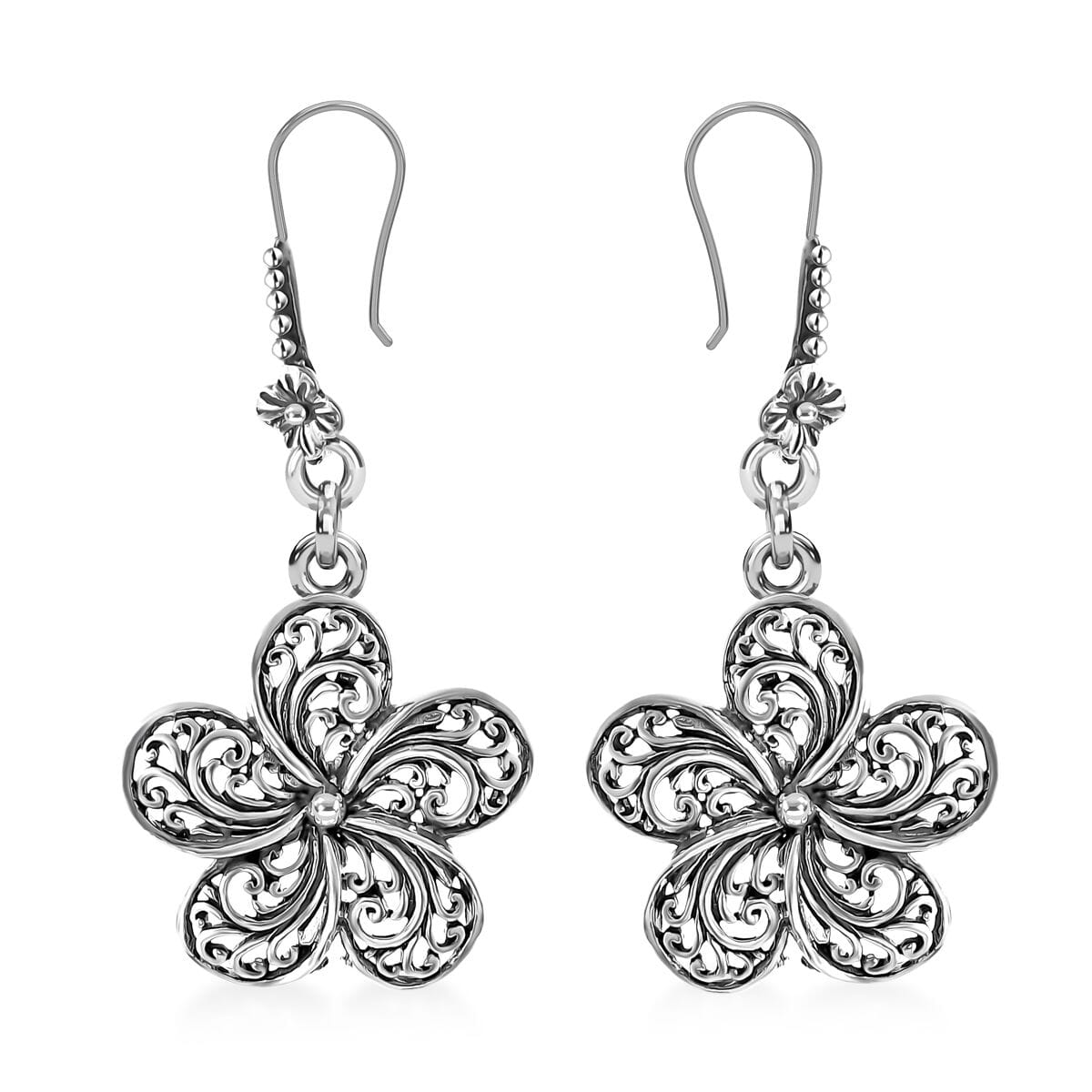 Bali Legacy Frangipani Flower Earrings in Sterling Silver 6.30 Grams image number 0