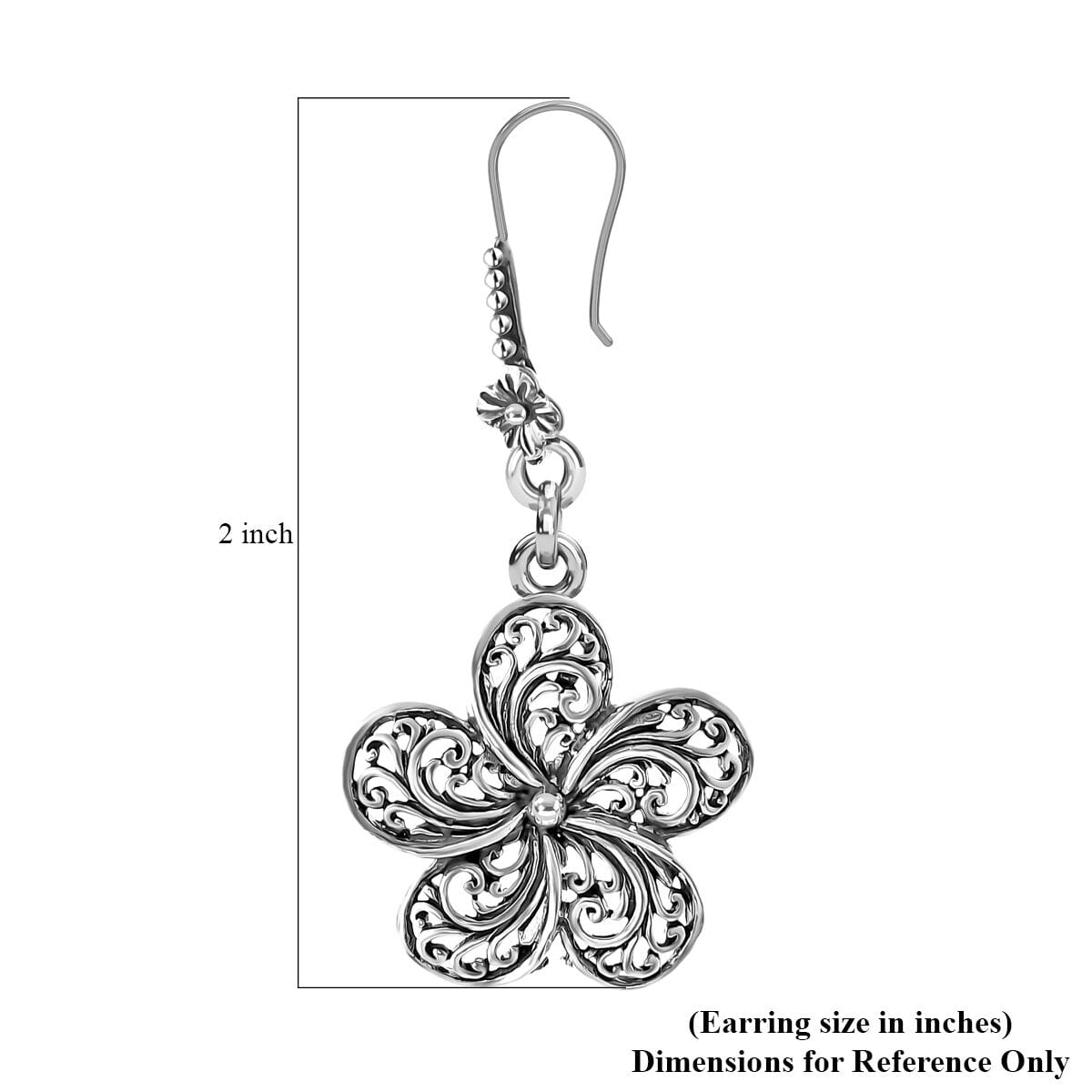 Bali Legacy Frangipani Flower Earrings in Sterling Silver 6.30 Grams image number 4