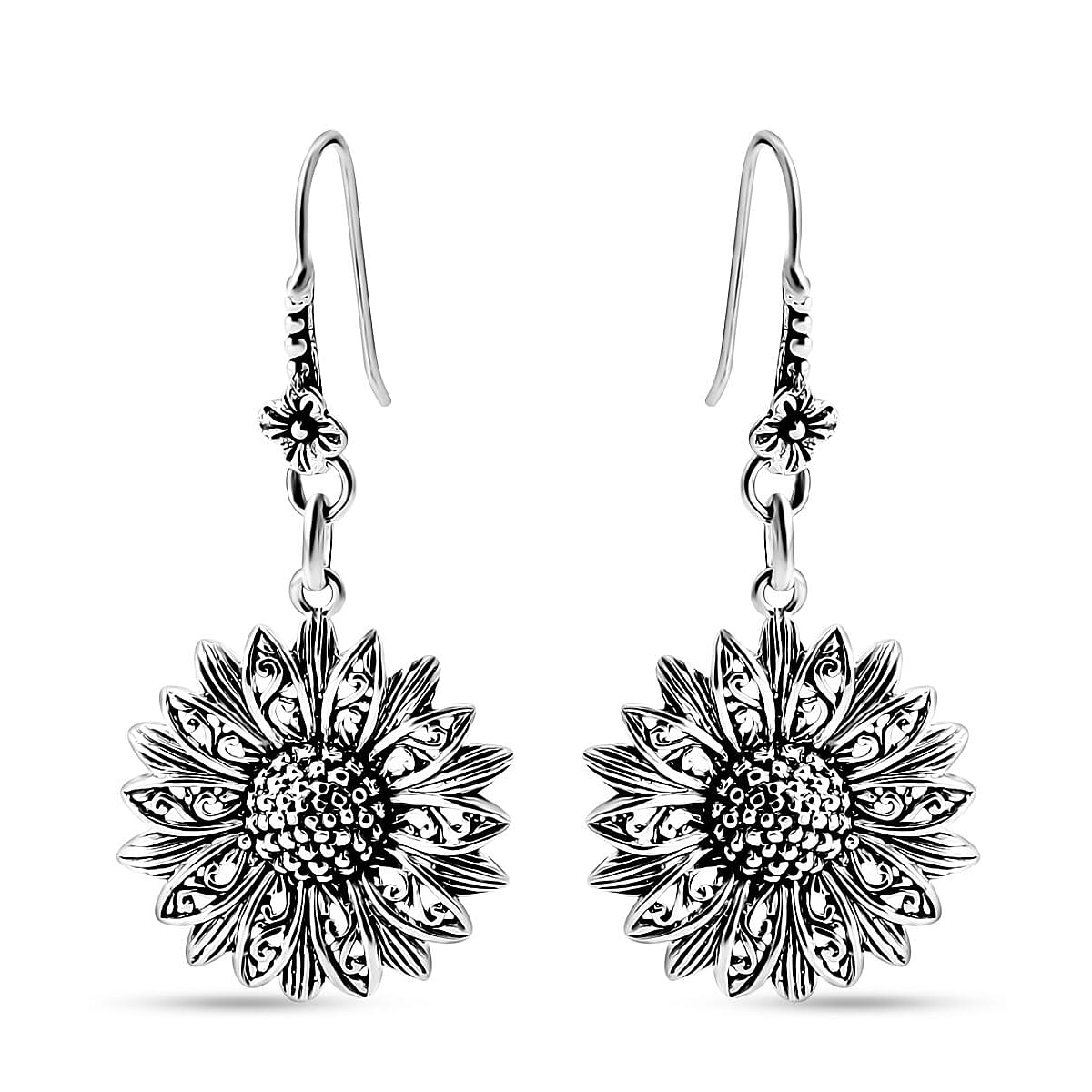 Bali Legacy Sunflower Earrings in Sterling Silver 7 Grams image number 0
