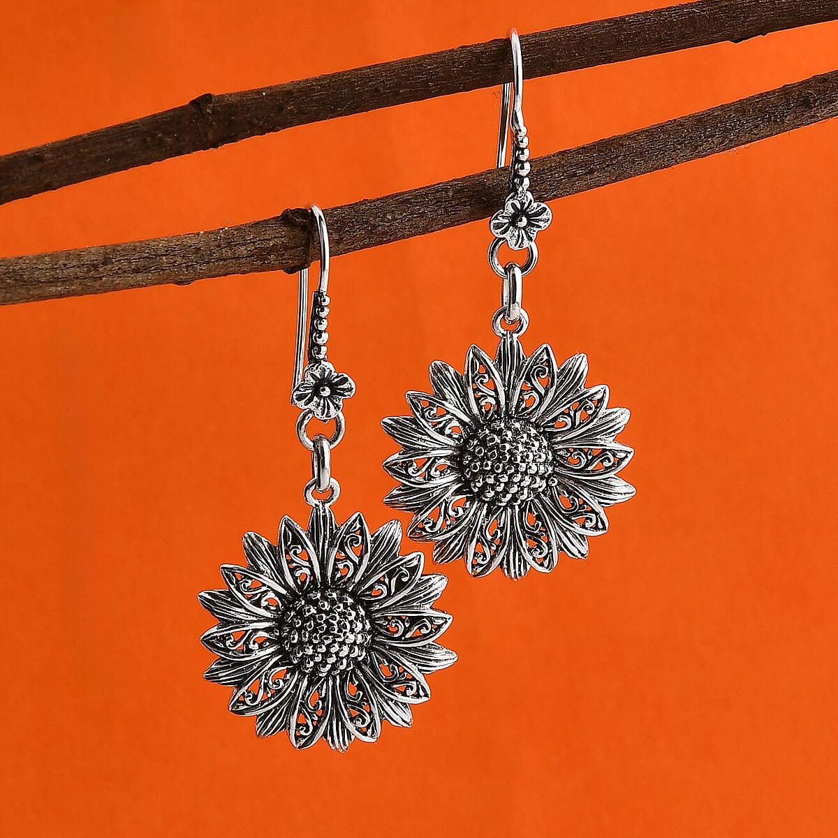 Bali Legacy Sunflower Earrings in Sterling Silver 7 Grams image number 1