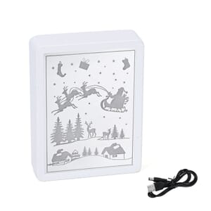 Ornamental Square Reindeer Christmas Frame (3xAA Batteries Not Included)