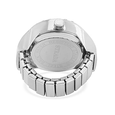 Strada Japanese Movement Fuchsia Butterfly Ring Watch in Stainless Steel (Size 5-7)