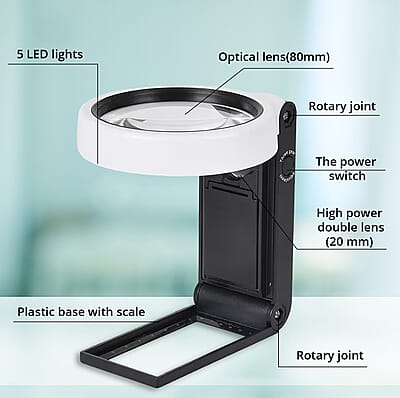 Portable, Adjustable, Foldable, Reading LED Magnifying Glass