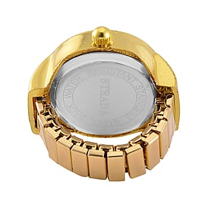 Strada Austrian Crystal Japanese Movement Ring Watch in ION Plated YG Stainless Steel (Size 5-7)