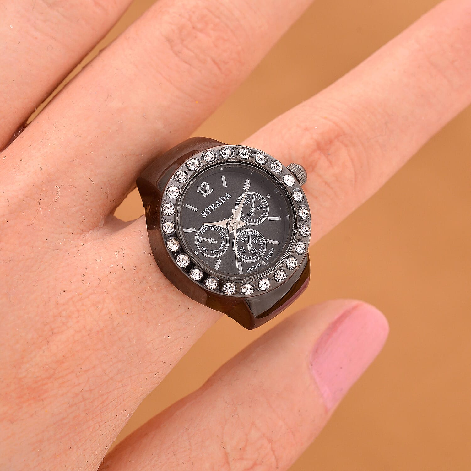 Buy Strada Austrian Crystal Japanese Movement Ring Watch in ION