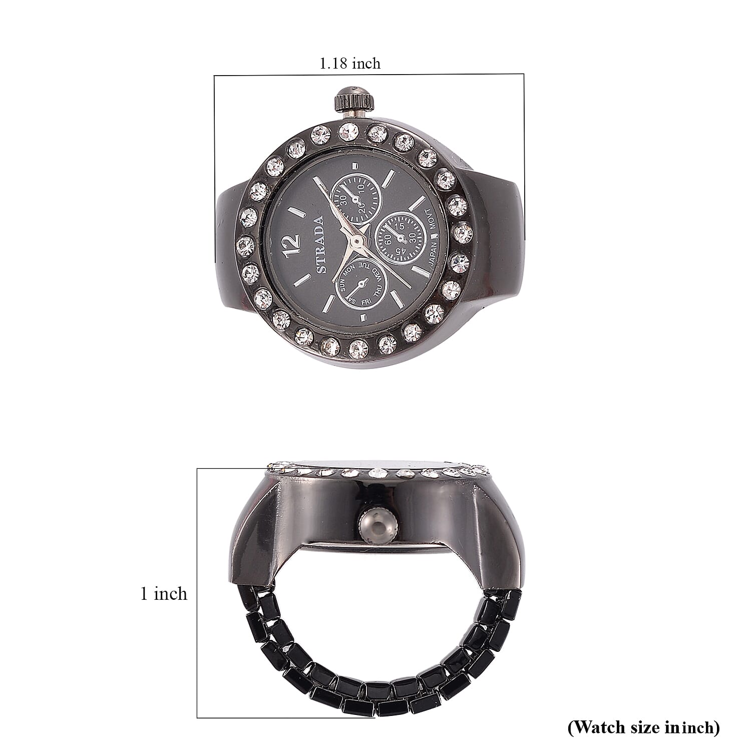 Buy Strada Austrian Crystal Japanese Movement Ring Watch in ION