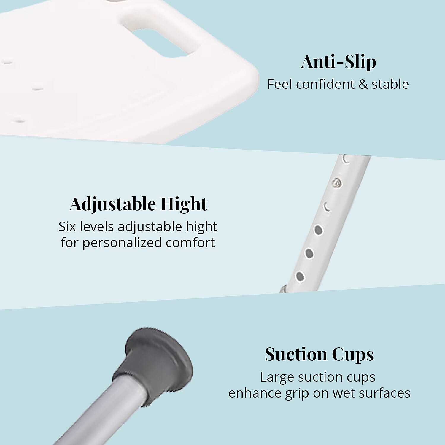 Bath Seat Chair with Shower Holder and Adjustable
