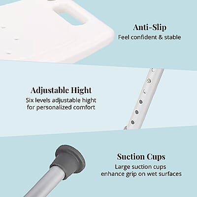 Bath Seat Chair with Shower Holder and Adjustable