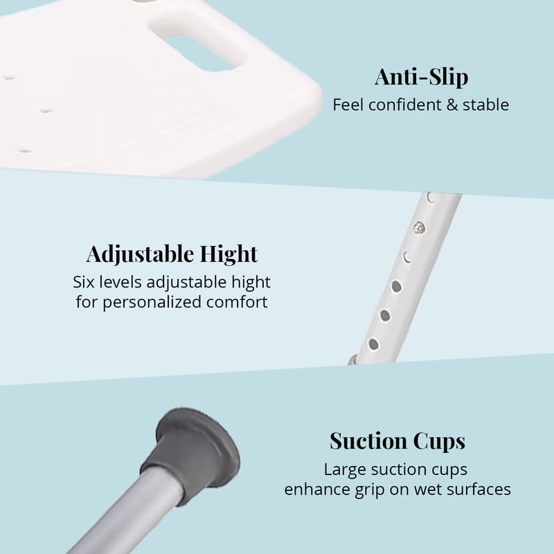 Bath Seat Chair with Shower Holder and Adjustable