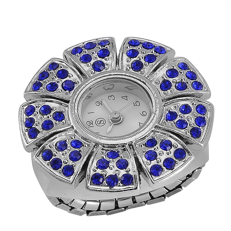 Strada Blue Austrian Crystal Japanese Movement Watch in Stainless Steel (Size 5-7)