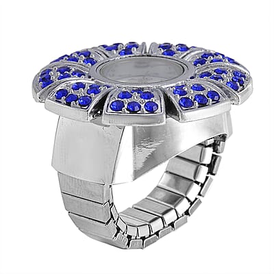 Strada Blue Austrian Crystal Japanese Movement Watch in Stainless Steel (Size 5-7)