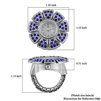 Strada Blue Austrian Crystal Japanese Movement Watch in Stainless Steel (Size 5-7)