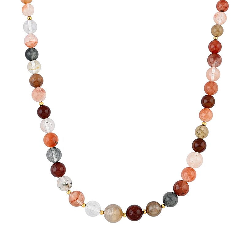 D'Joy Multi Color Quartz Beaded Graduated Necklace 18-20 Inches in Vermeil Yellow Gold Over Sterling Silver 250.00 ctw