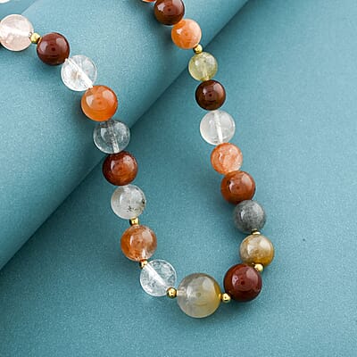 D'Joy Multi Color Quartz Beaded Graduated Necklace 18-20 Inches in Vermeil Yellow Gold Over Sterling Silver 250.00 ctw