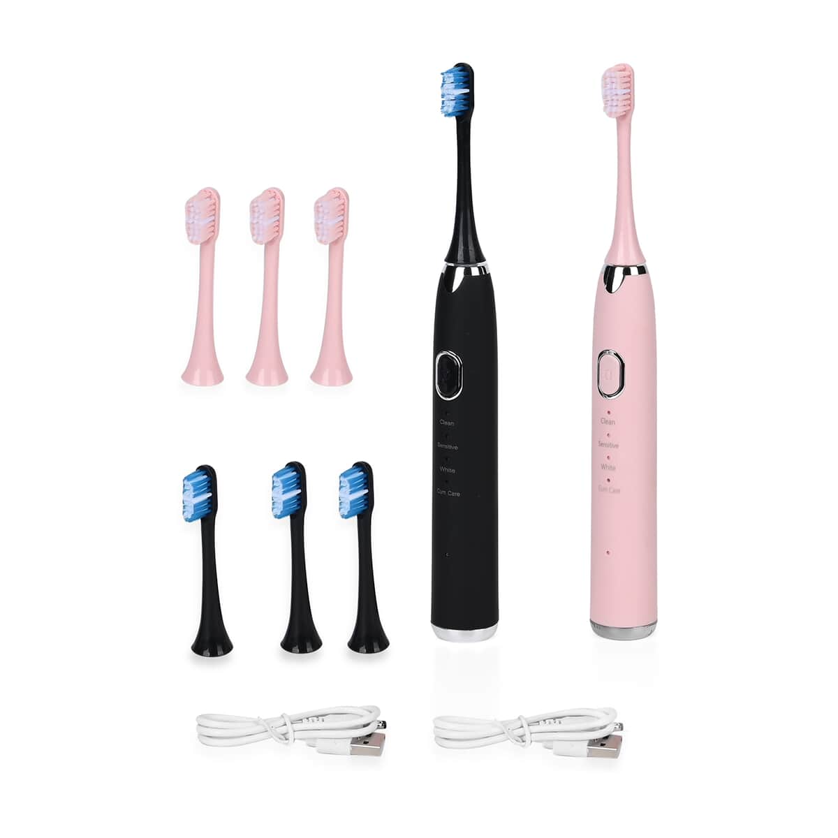 Homesmart Set of 2 Pink and Black Electric Toothbrush with 8 Replaceable Heads image number 0