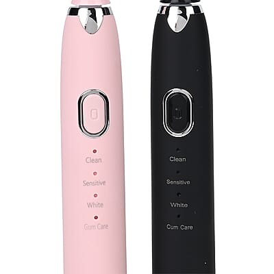 Homesmart Set of 2 Pink and Black Electric Toothbrush with 8 Replaceable Heads