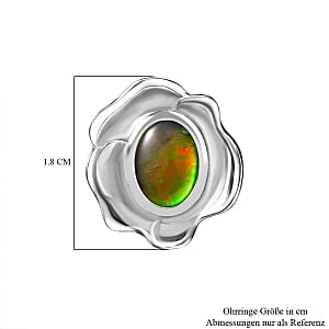 Ammolite 2.40 ctw Earrings in Rhodium Over Sterling Silver
