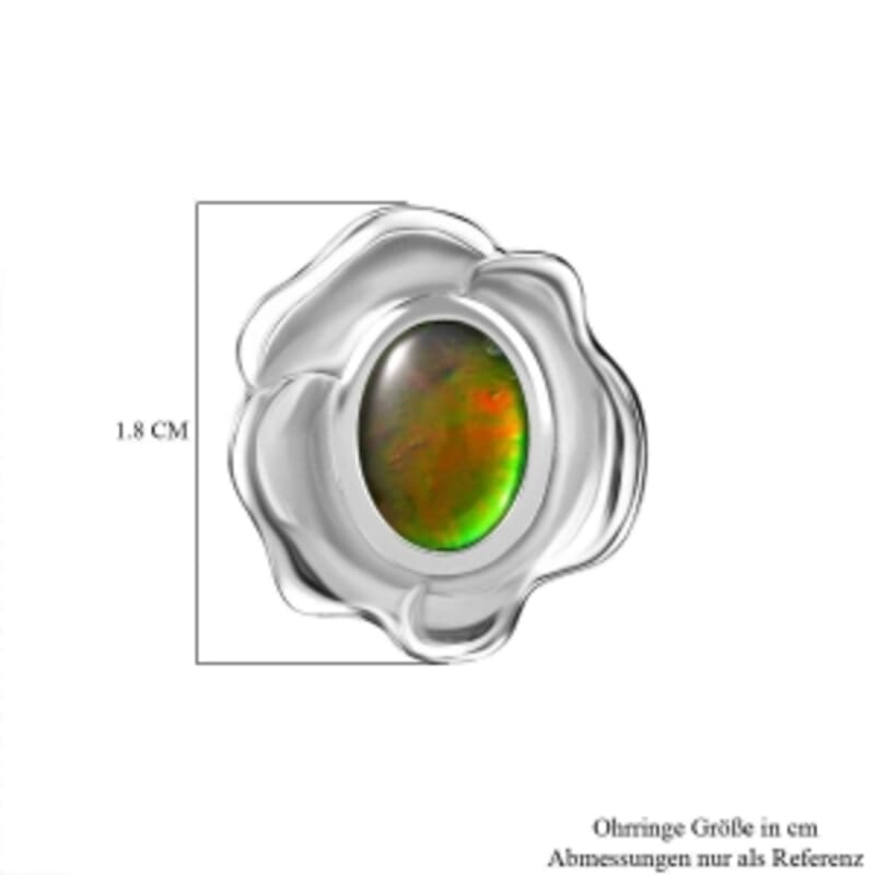 Ammolite 2.40 ctw Earrings in Rhodium Over Sterling Silver