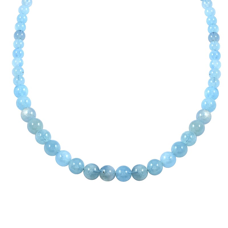 D'Joy Aquamarine Beaded Graduation Necklace 18-20 Inches in Vermeil Yellow Gold Over Sterling Silver 159.00 ctw