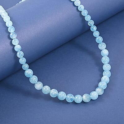 D'Joy Aquamarine Beaded Graduation Necklace 18-20 Inches in Vermeil Yellow Gold Over Sterling Silver 159.00 ctw