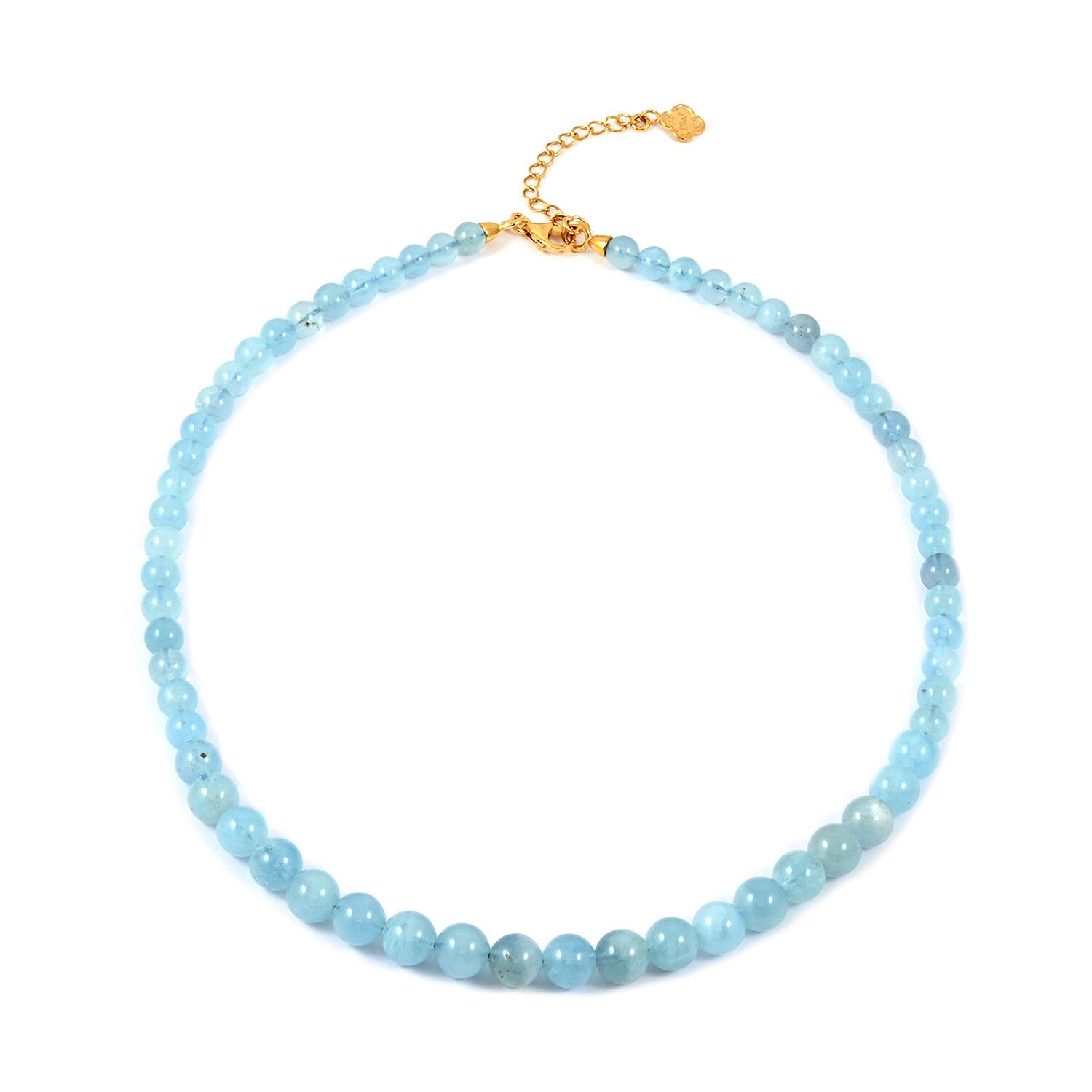 D'Joy Aquamarine Beaded Graduation Necklace 18-20 Inches in Vermeil Yellow Gold Over Sterling Silver 159.00 ctw