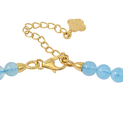 D'Joy Aquamarine Beaded Graduation Necklace 18-20 Inches in Vermeil Yellow Gold Over Sterling Silver 159.00 ctw