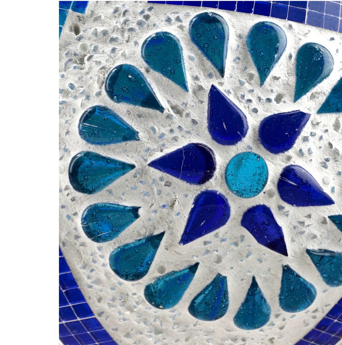 White Color Glass Mosaic Lamp with Handcarved Wooden Base image number 9
