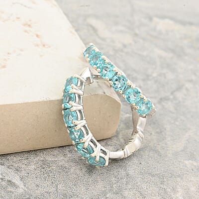 Betroka Blue Apatite Fish and Bubble Earrings in Rhodium Over Sterling Silver 2.35 ctw