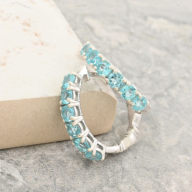 Betroka Blue Apatite Fish and Bubble Earrings in Rhodium Over Sterling Silver 2.35 ctw