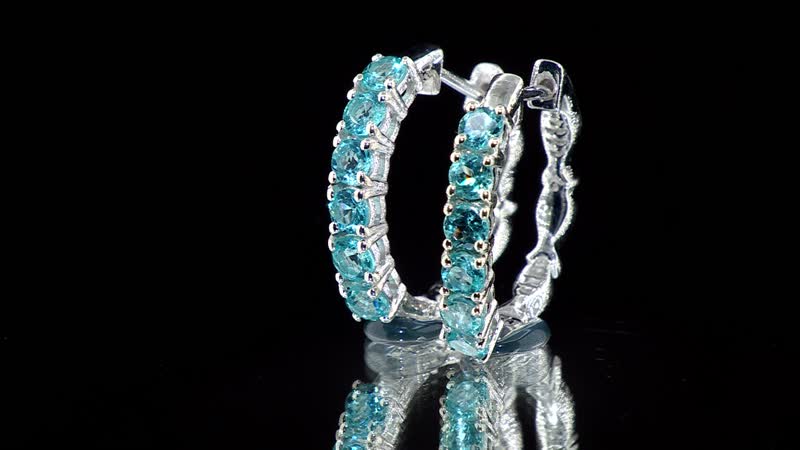Betroka Blue Apatite Fish and Bubble Earrings in Rhodium Over Sterling Silver 2.35 ctw