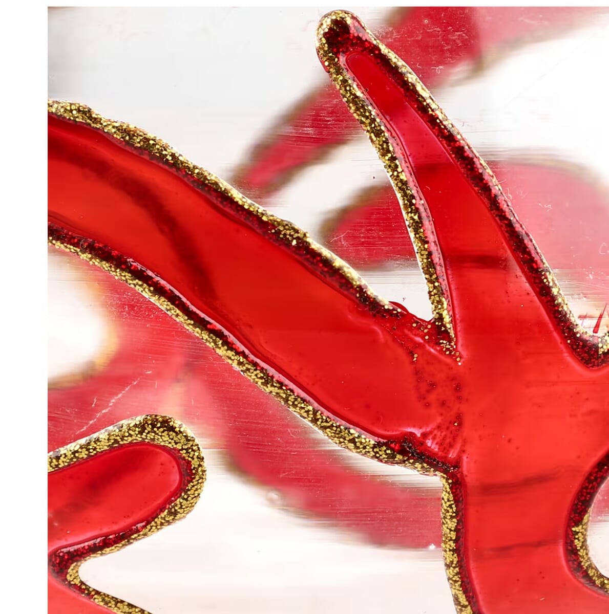 Red Color Mosaic Glass Lamp with Handcraved Wooden Base image number 9