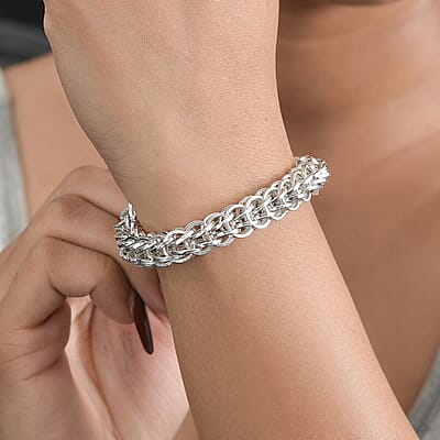 Artisan Crafted Sterling Silver Link Chain Bracelet (6.50-8.0In) 18.85 Grams