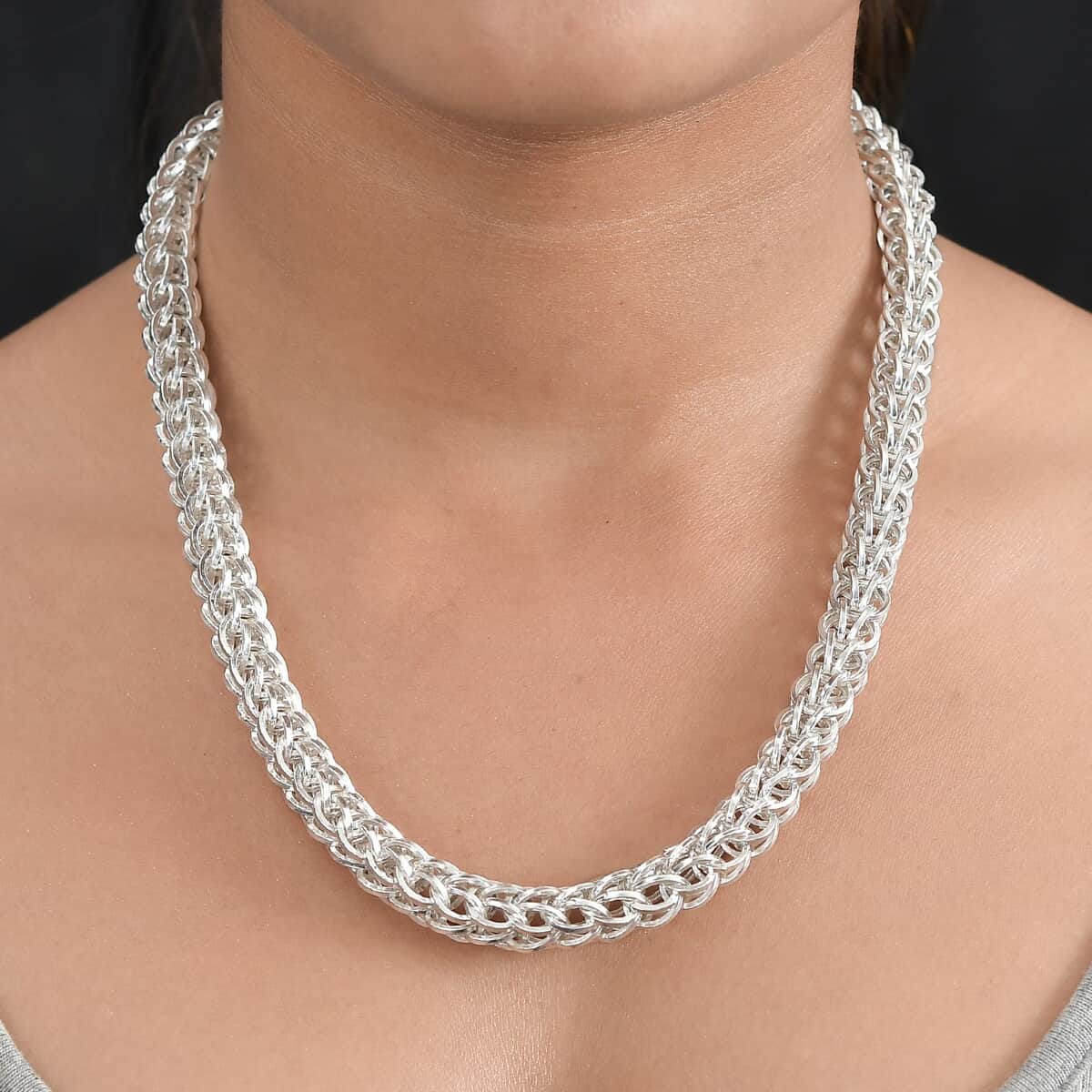 Artisan Crafted Sterling Silver Link Chain Necklace 18 Inches 43.20 Grams image number 2